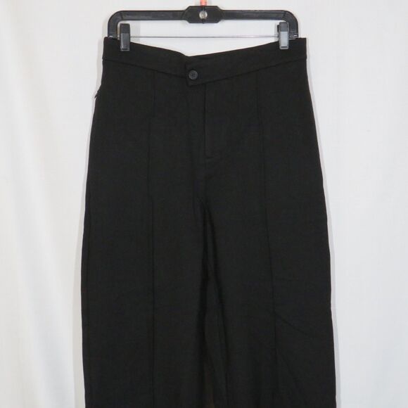 Halara Black Asymmetric High Waist Zip Pocket Straight Leg Ponte Pants Sz Large - Picture 5 of 8